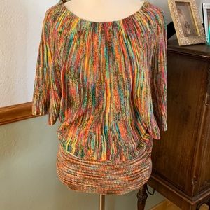 5/$25 Fever Dolman Sleeves Multicolored Knit Top Large